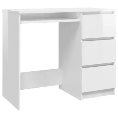 Pisalna miza - Računalniška miza visok sijaj bela 90x45x76 cm iverna plošča