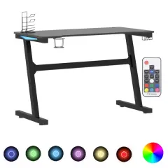 gaming miza - računalniška miza LED Z-oblike črna 110x60x75 cm