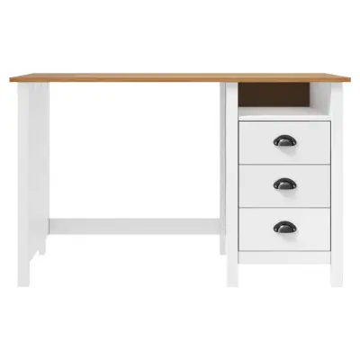 Pisalna miza - Računalniška miza Hill s 3 predali 120x50x74 cm trdna borovina