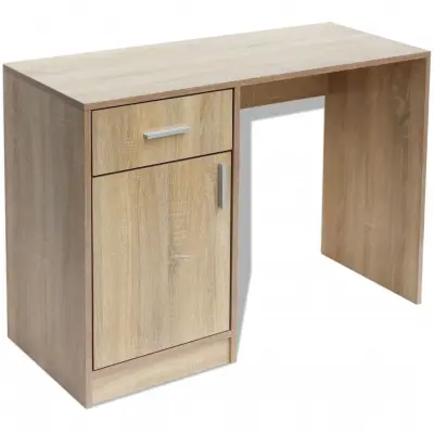 Pisalna miza - Računalniška miza s predalom in omarico hrast 100x40x73 cm