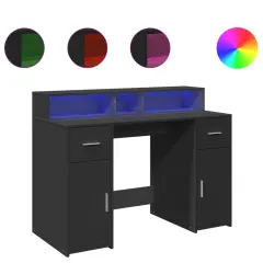Pisalna miza - Računalniška miza z LED lučkami črna 120x55x91 cm inženirski les