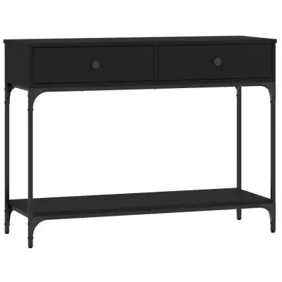 konzolna miza - miza ob steni črna 100x34,5x75 cm inženirski les