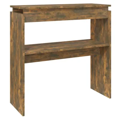 konzolna miza - miza ob steni dimljeni hrast 80x30x80 cm konstruiran les