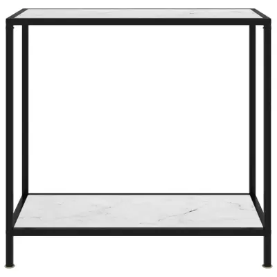 konzolna miza - miza ob steni bela 80x35x75 cm kaljeno steklo