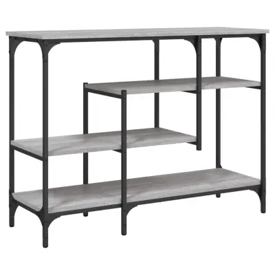 konzolna miza - miza ob steni s policami siva sonoma 100x35x75 cm