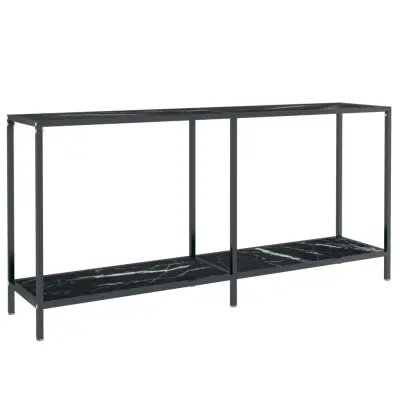 konzolna miza - miza ob steni črna 160x35x75,5 cm kaljeno steklo