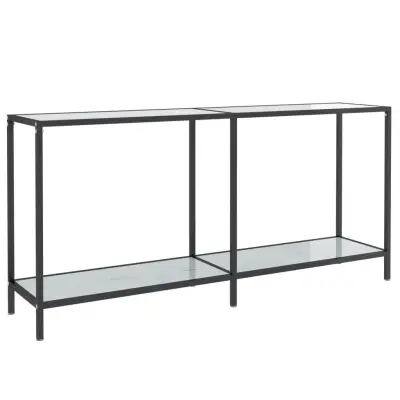 konzolna miza - miza ob steni bela 160x35x75,5 cm kaljeno steklo