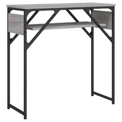 konzolna miza - miza ob steni s polico siva sonoma 75x30x75 cm inž. les