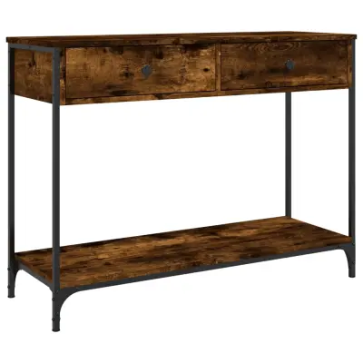 konzolna miza - miza ob steni dimljen hrast 100x34,5x75 cm inženirski les