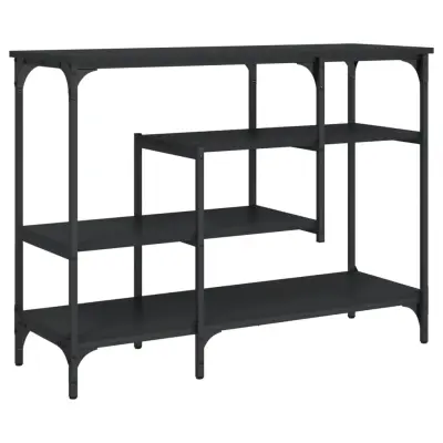 konzolna miza - miza ob steni s policami črna 100x35x75 cm