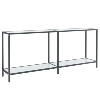konzolna miza - miza ob steni bela 180x35x75,5 cm kaljeno steklo