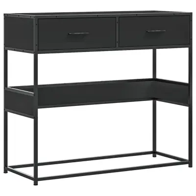 konzolna miza - miza ob steni črna 90x35x80 cm inženirski les