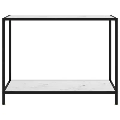 konzolna miza - miza ob steni bela 100x35x75 cm kaljeno steklo