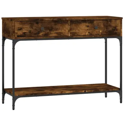 konzolna miza - miza ob steni dimljen hrast 100x34,5x75 cm inženirski les