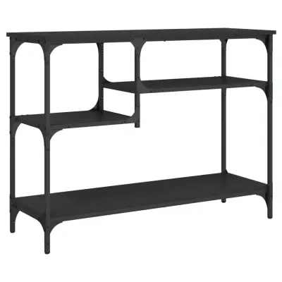 konzolna miza - miza ob steni s policami črna 100x35x75 cm