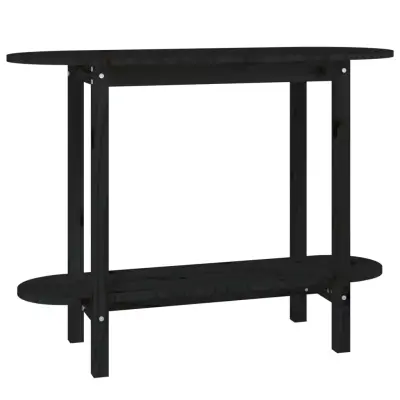 konzolna miza - miza ob steni črna 110x40x80 cm trdna borovina