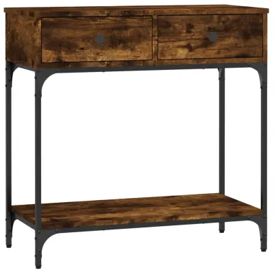 konzolna miza - miza ob steni dimljeni hrast 75x34,5x75 cm inženirski les