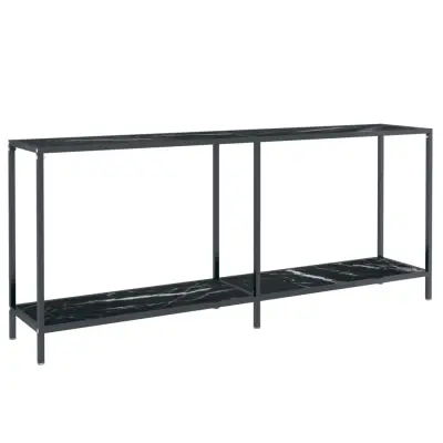 konzolna miza - miza ob steni črna 180x35x75,5 cm kaljeno steklo