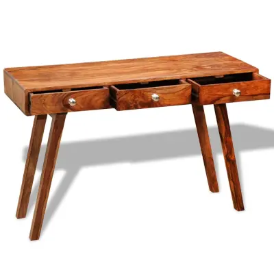 konzolna miza - miza ob steni s 3 predali 76 cm trden palisander