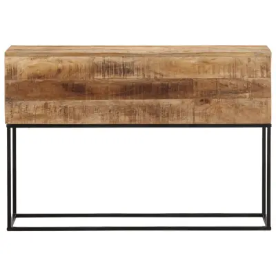 konzolna miza - miza ob steni 110x30x75 cm trd neobdelan mangov les in železo