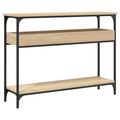 konzolna miza - miza ob steni s polico sonoma hrast 100x29x75 cm inž. les