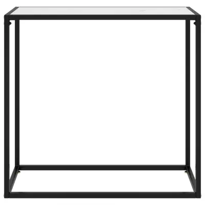 konzolna miza - miza ob steni bela 80x35x75 cm kaljeno steklo