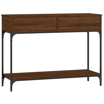 konzolna miza - miza ob steni rjav hrast 100x34,5x75 cm inženirski les