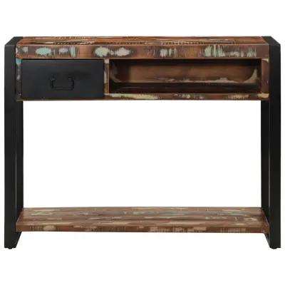 konzolna miza - miza ob steni Multicolor 100x35x75 cm masivni les obnovljen