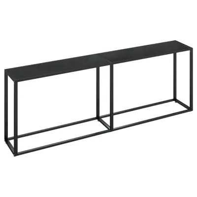 konzolna miza - miza ob steni črna 220x35x75,5 cm kaljeno steklo