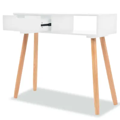 konzolna miza - miza ob steni iz masivne borovine 80x30x72 cm bela