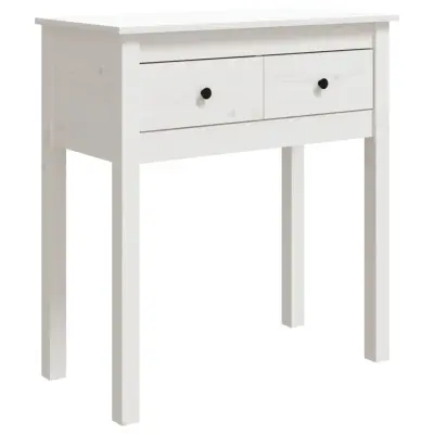 konzolna miza - miza ob steni bela 70x35x75 cm trdna borovina