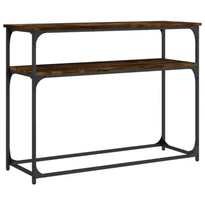 konzolna miza - miza ob steni dimljen hrast 100x35,5x75 cm inženirski les