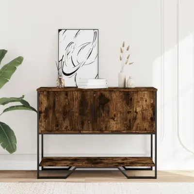 konzolna miza - miza ob steni dimljen hrast 100x35x74,5 cm inženirski les