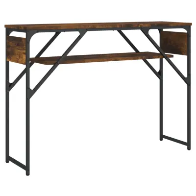 konzolna miza - miza ob steni s polico dimljeni hrast 105x30x75 cm inž. les