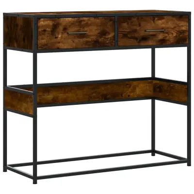 konzolna miza - miza ob steni dimljen hrast 90x35x80 cm inženirski les