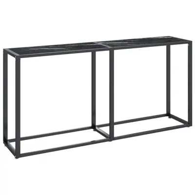 konzolna miza - miza ob steni črn marmor 160x35x75,5 cm kaljeno steklo