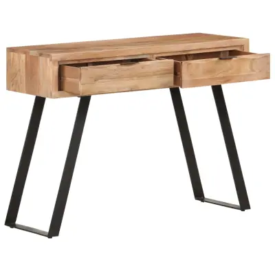 konzolna miza - miza ob steni 100x35x76 cm akacijev les z naravnimi robovi