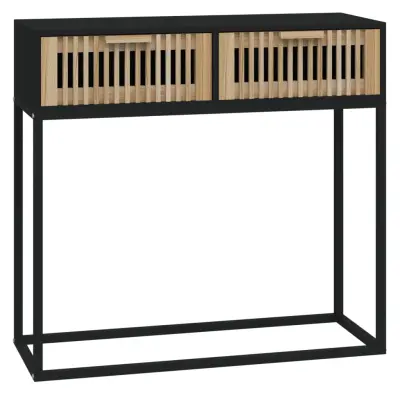 konzolna miza - miza ob steni črna 80x30x75 cm inženirski les in železo