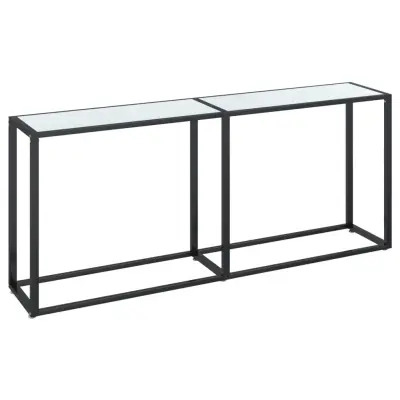 konzolna miza - miza ob steni beli marmor 180x35x75,5 cm kaljeno steklo