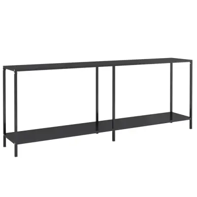 konzolna miza - miza ob steni črna 200x35x75,5 cm kaljeno steklo