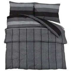 Komplet posteljnine - Posteljnina temno sivo 200x200 cm bombaž