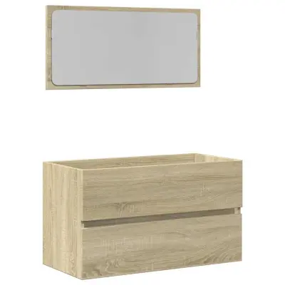 Kopalniška omarica - Kopalniški kabinet z ogledalom sonoma hrast 80x38,5x45 cm