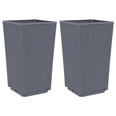 Cvetlični Lonec - Vrtna cvetlična korita 2 kosa siva 32,5x32,5x57 cm PP