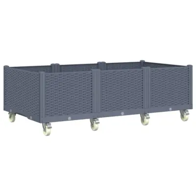 Cvetlično korito - Cvetlični Lonec s kolesi sivo 150x80x54 cm PP