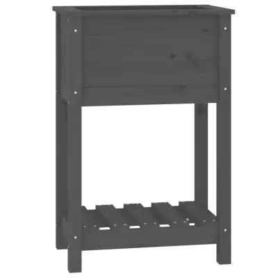 Cvetlični Lonec - Visoka greda s polico siva 54x34,5x81 cm trdna borovina