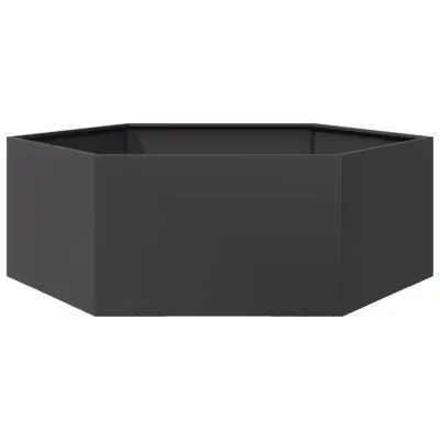 Vrtno korito - Lonček za rože 2 kosa črna šestkotnik 138x120x45 cm jeklo