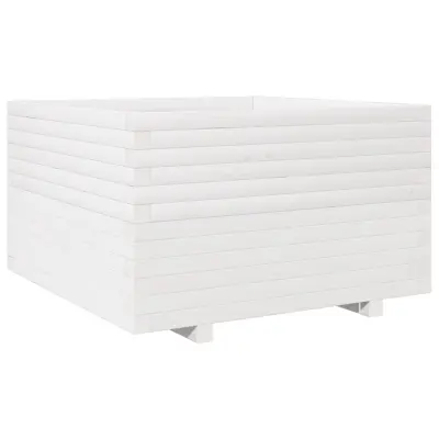 Vrtno cvetlično korito - Lonček za rože belo 80x80x49,5 cm trdna borovina