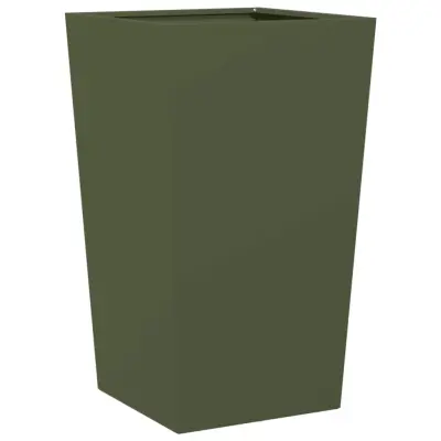Vrtno korito - Lonček za rože olivno zelena 45x45x75 cm jeklo