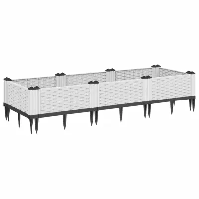 Cvetlično korito - Lonček za rože z zatiči belo 125x40x28,5 cm PP