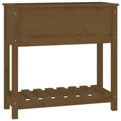Cvetlični Lonec - Visoka greda s polico med. rjava 82,5x34,5x81 cm trdna borovina